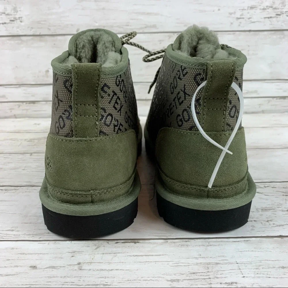 Ugg Neumel Gore-Tex Waterproof Suede Chukka Boots Olive Green Logo 7 Lace Up